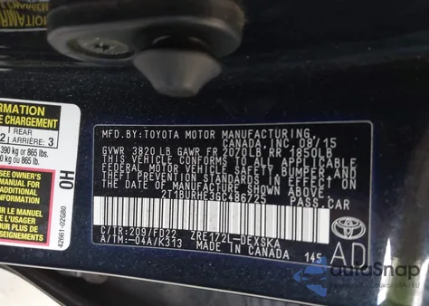 2016 Toyota Corolla S Plus z USA, uszkodzony, nr VIN 2T1BURHE3GC486725